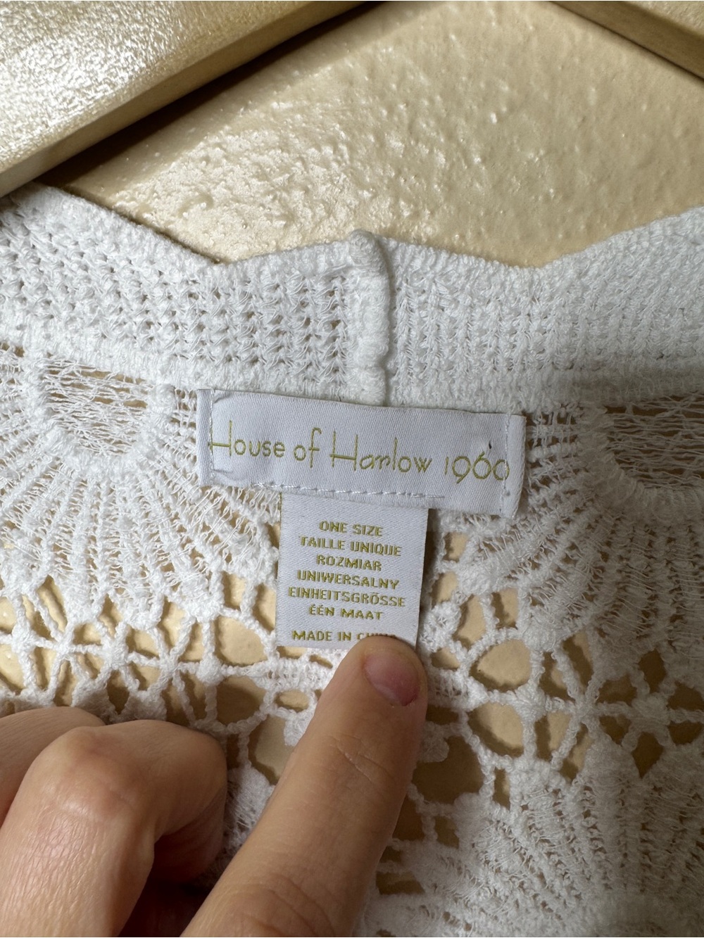 House of Harlow 1960 White Crochet Crop Bolero Shrug One Size Boho Festival - Picture 3 of 7